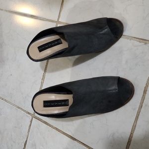 STEVEN Steve Madden Carisma Open Toe Mule Heel Charcoal Grey Leather sz 9